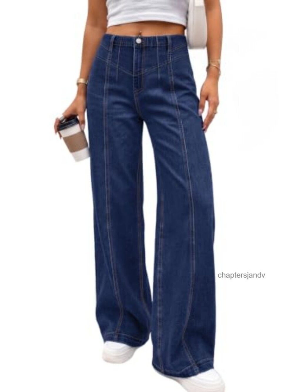 High Rise Wide Leg Stretchy Jeans Tummy Smoothing No Pocket Denim Pants